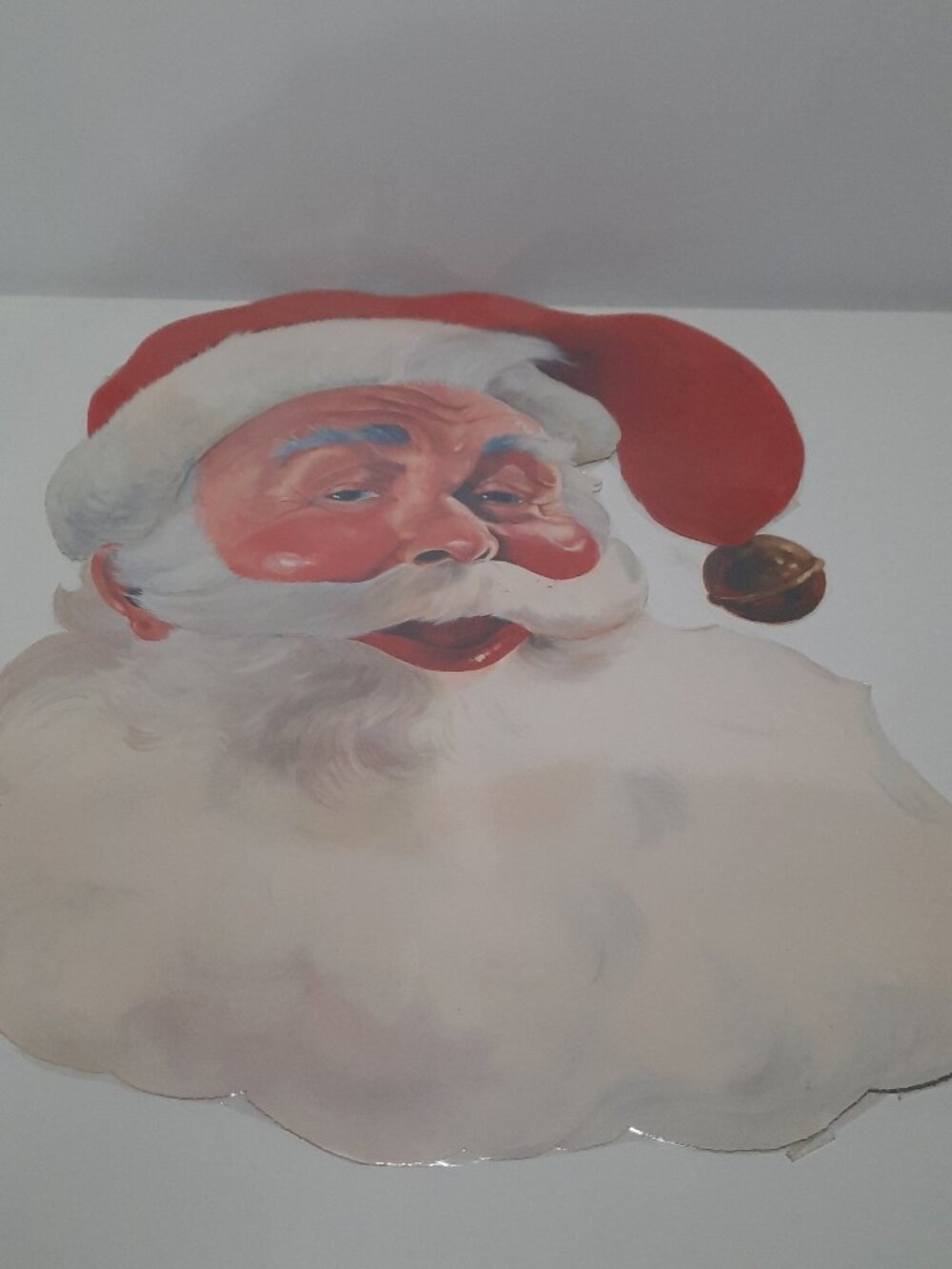 Vintage Santa Claus Face Die Cut Laminated Double Sided Christmas Decor